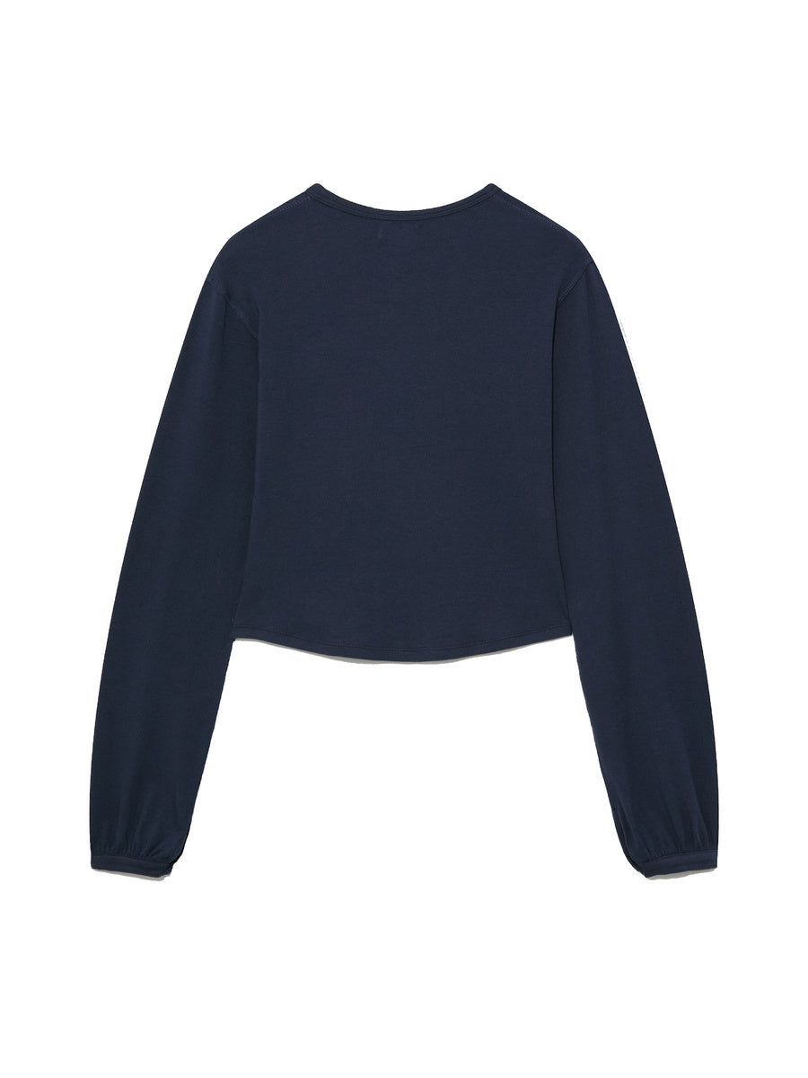 GLOWNY G Plain Henley Long Sleeve (Navy)
