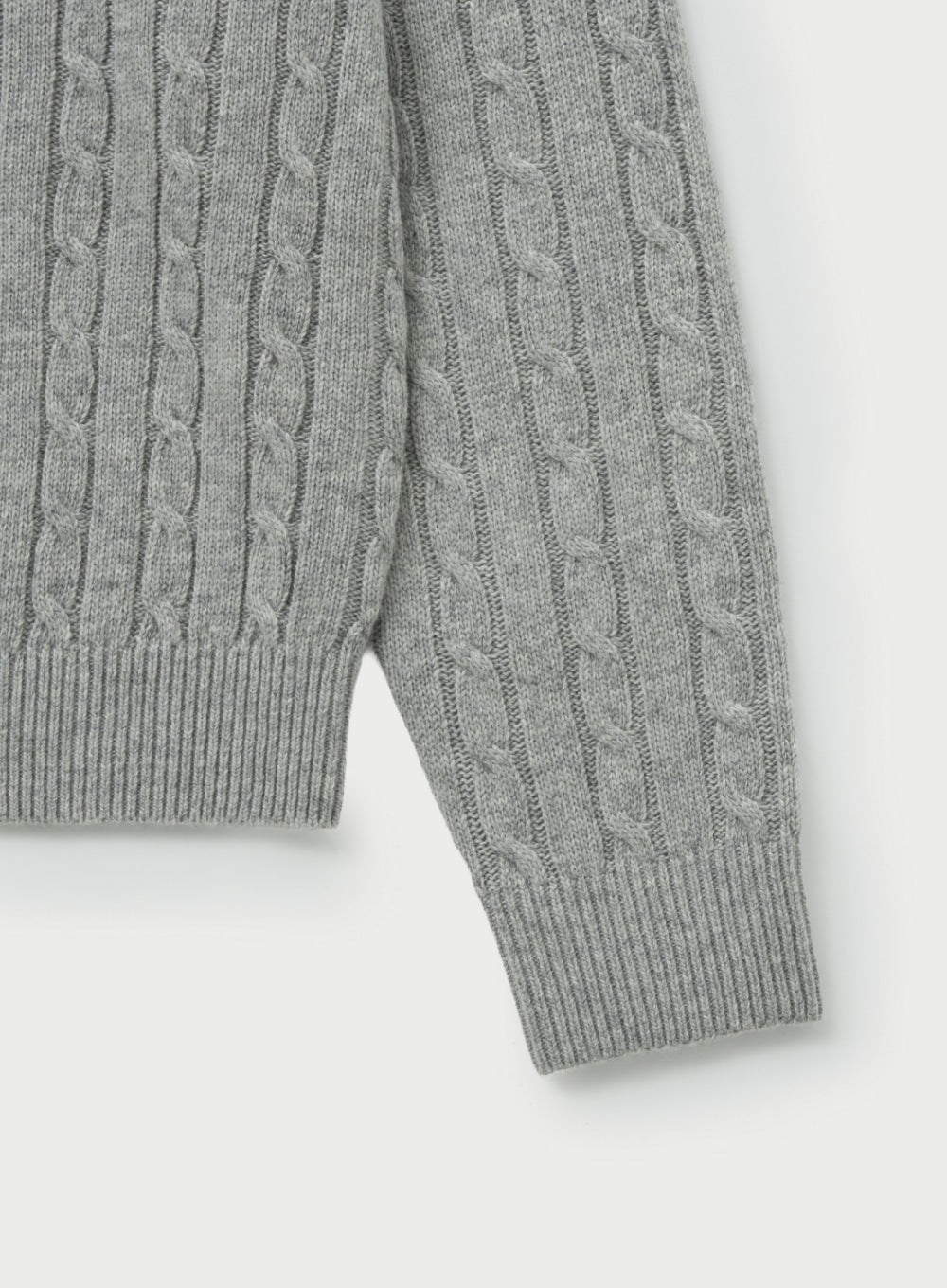[satur] Basic Cable Crew Neck Knit - Melange Gray