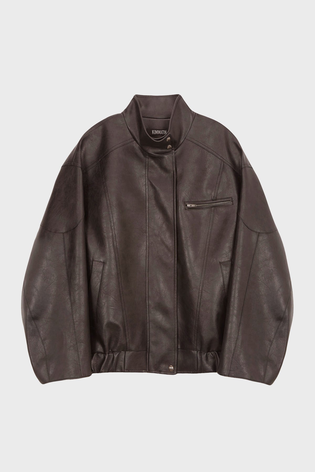 Matinkim Oversize Leather Biker Jumper IN Brown