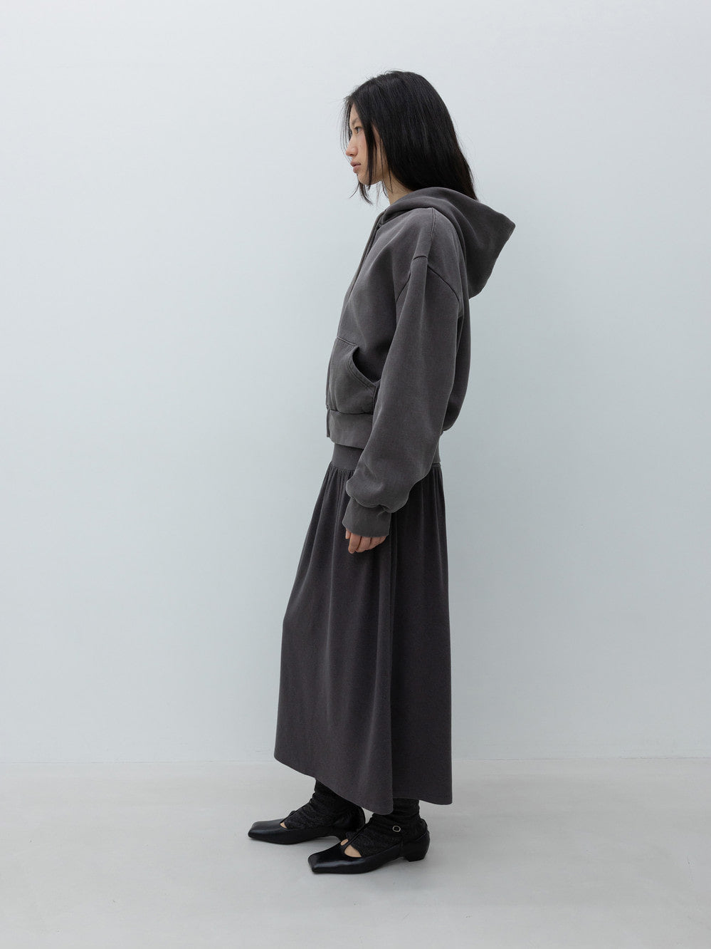 Low Classic Washed Cotton Zip-Up Hoodie Brown