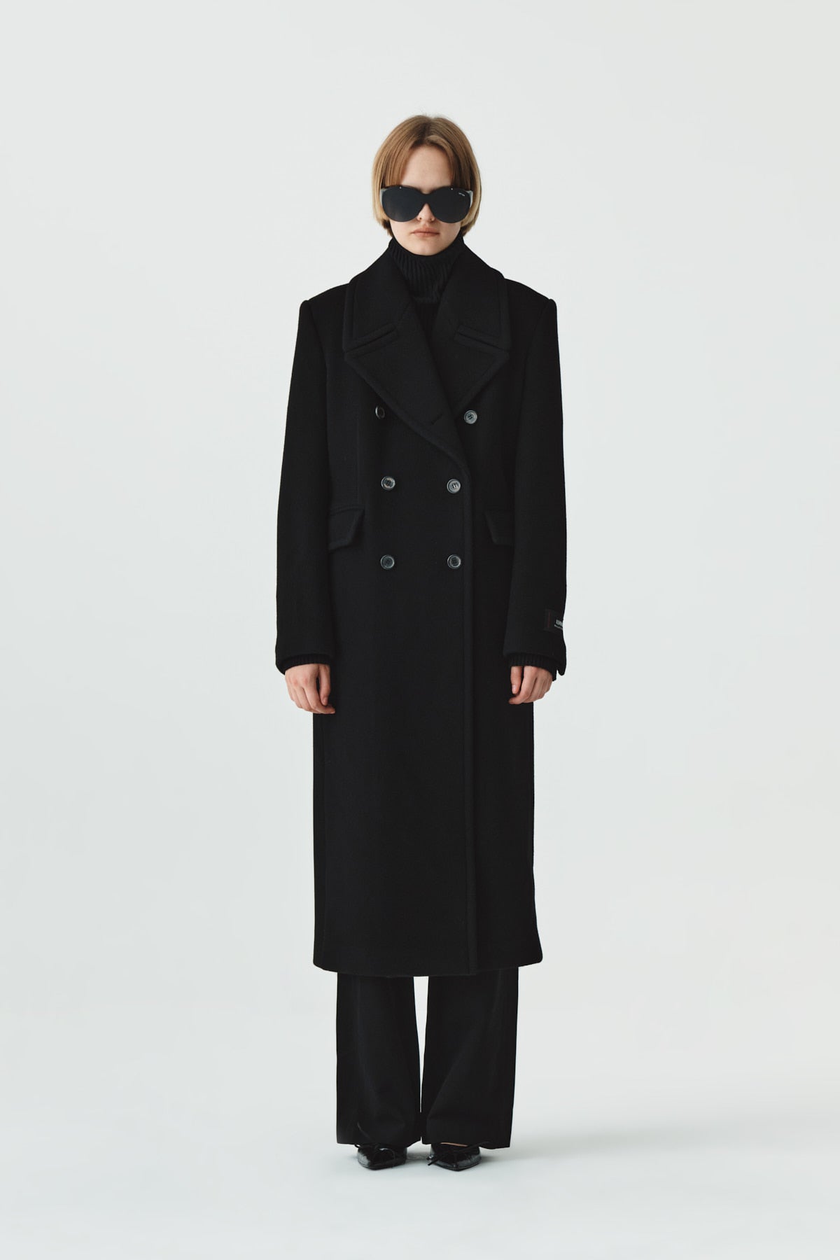 Matinkim Waist Point Belted Wool Trouser IN Black