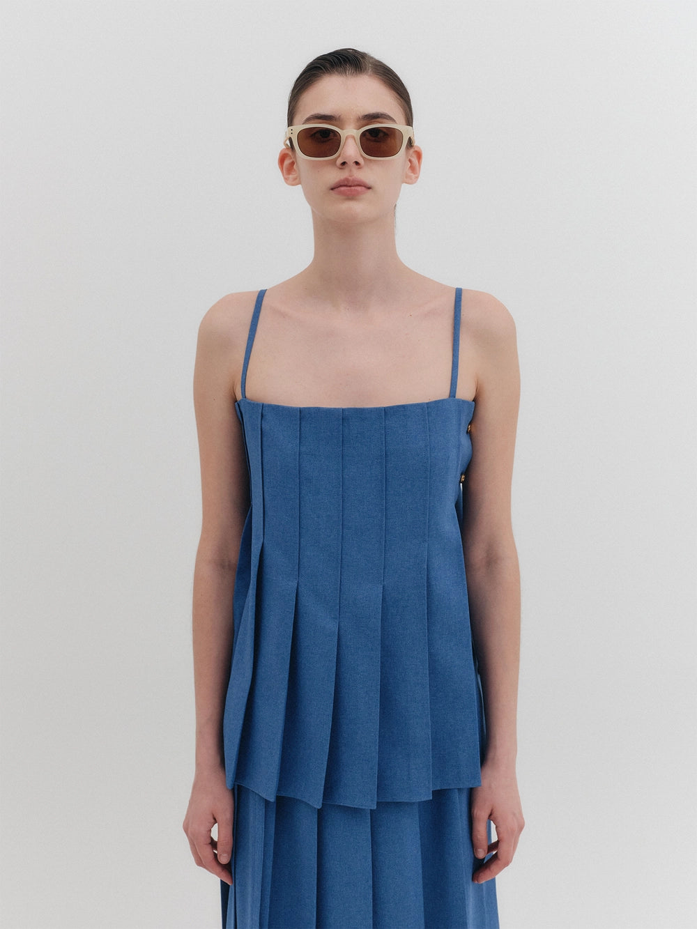 EENK Pleated Sleeveless Top - Blue