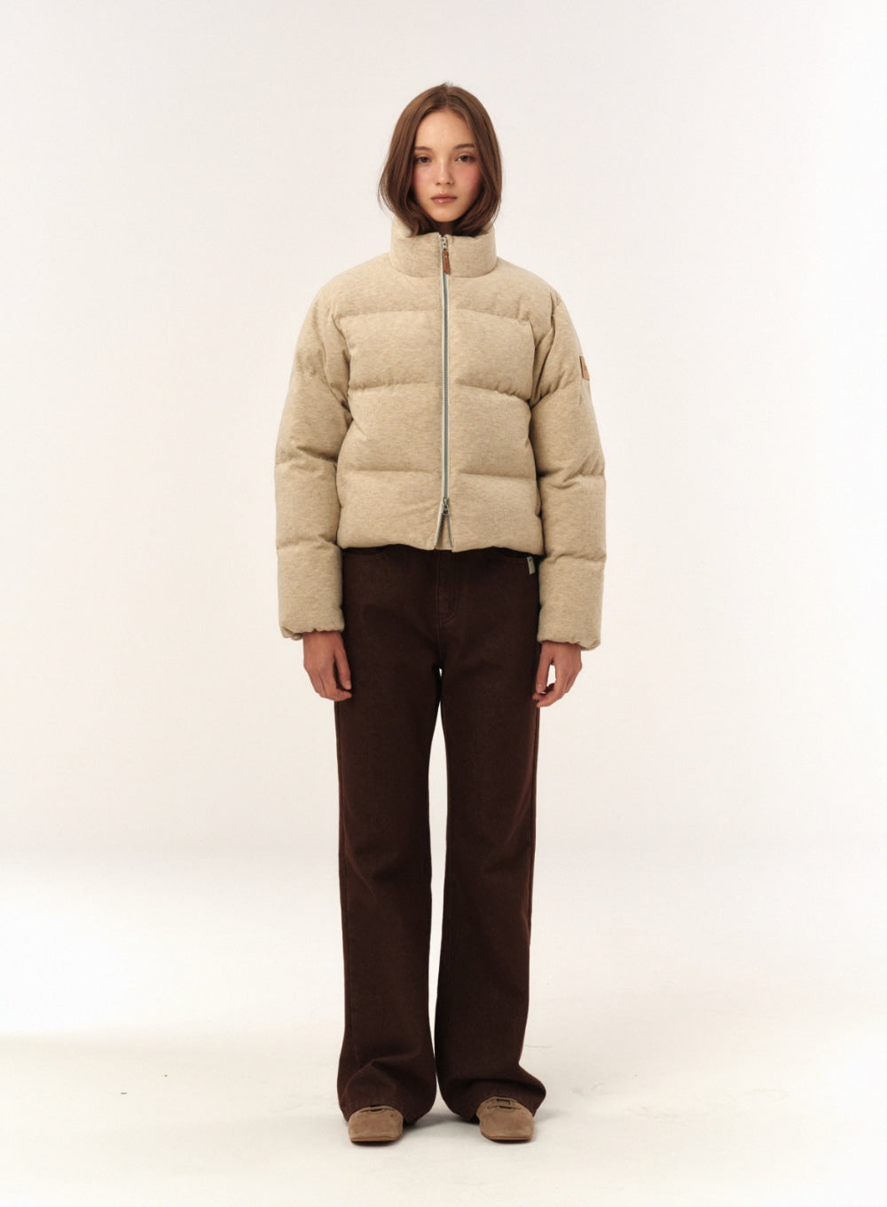 [satur] (W) Knit Puffer Duck Down Padding - Cream