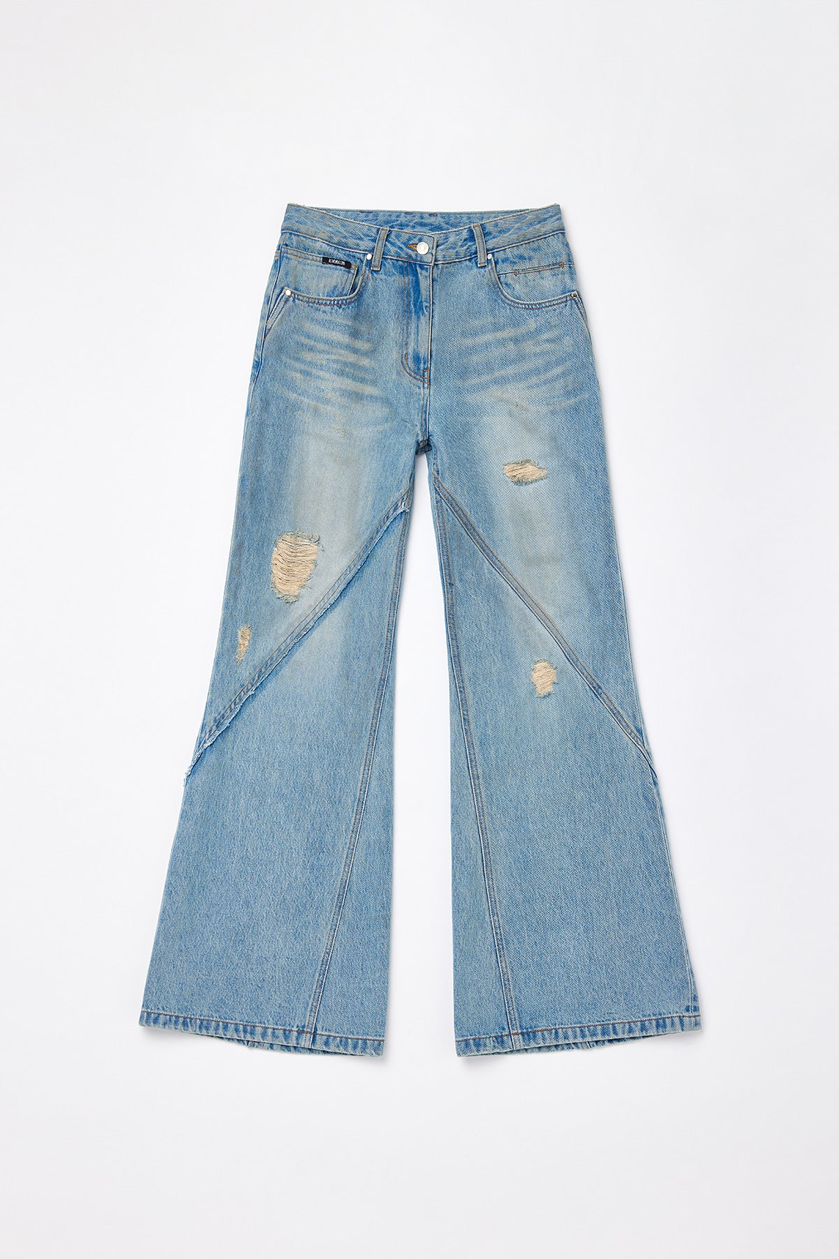 Matinkim Damage Washed Boots Cut Denim Pants IN Blue