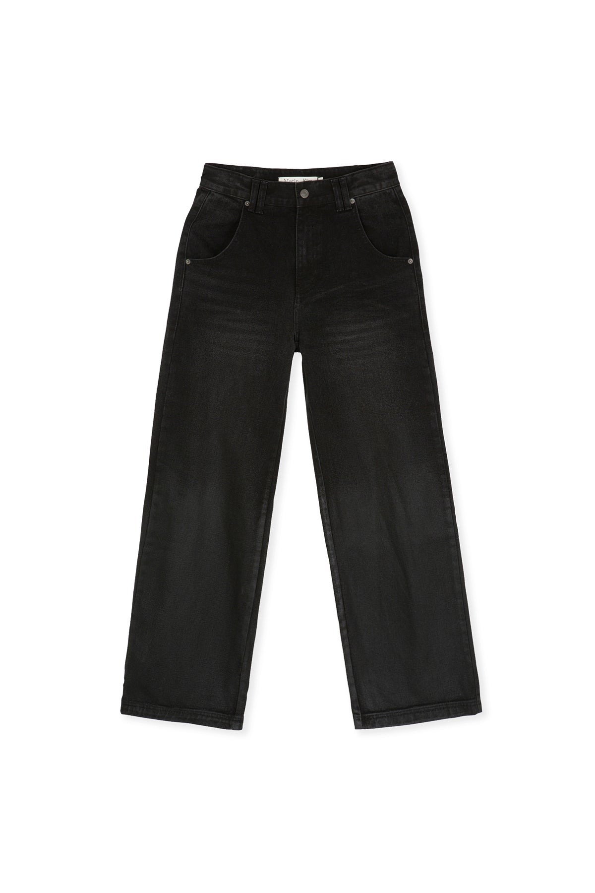 [matinkim] PEACHES COATING WASHED DENIM PANTS FOR WOMEN IN BLACK