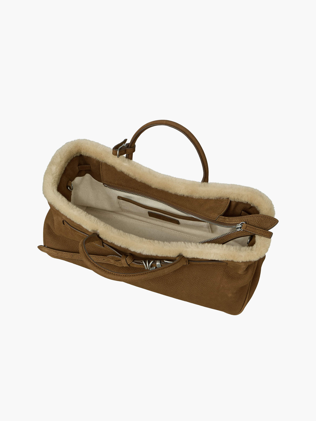MARGESHERWOOD Grandma Used Bag beige shearling+chestnut nubuck