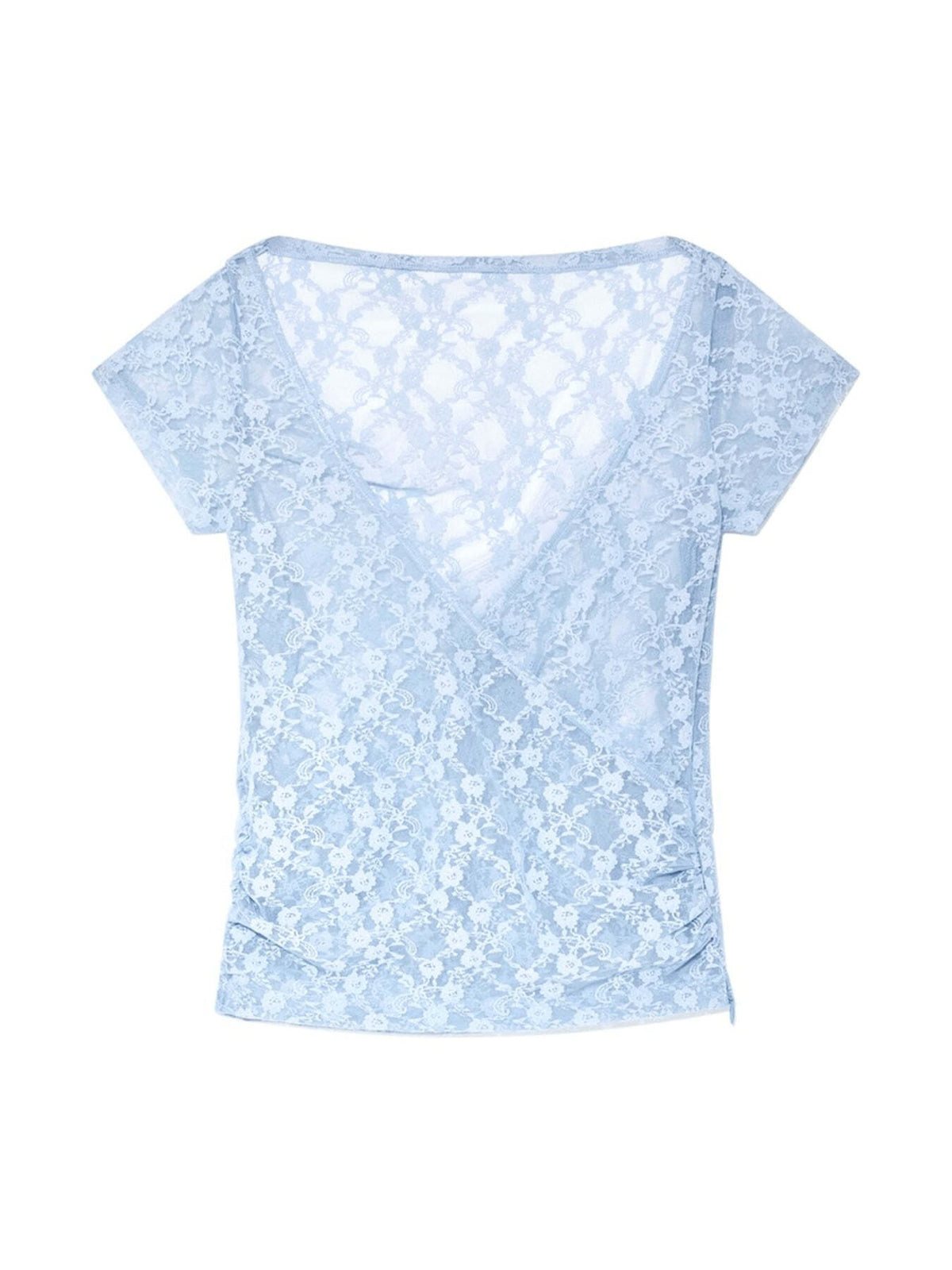 GLOWNY Lush Swirl Lace Tee (Baby Blue)