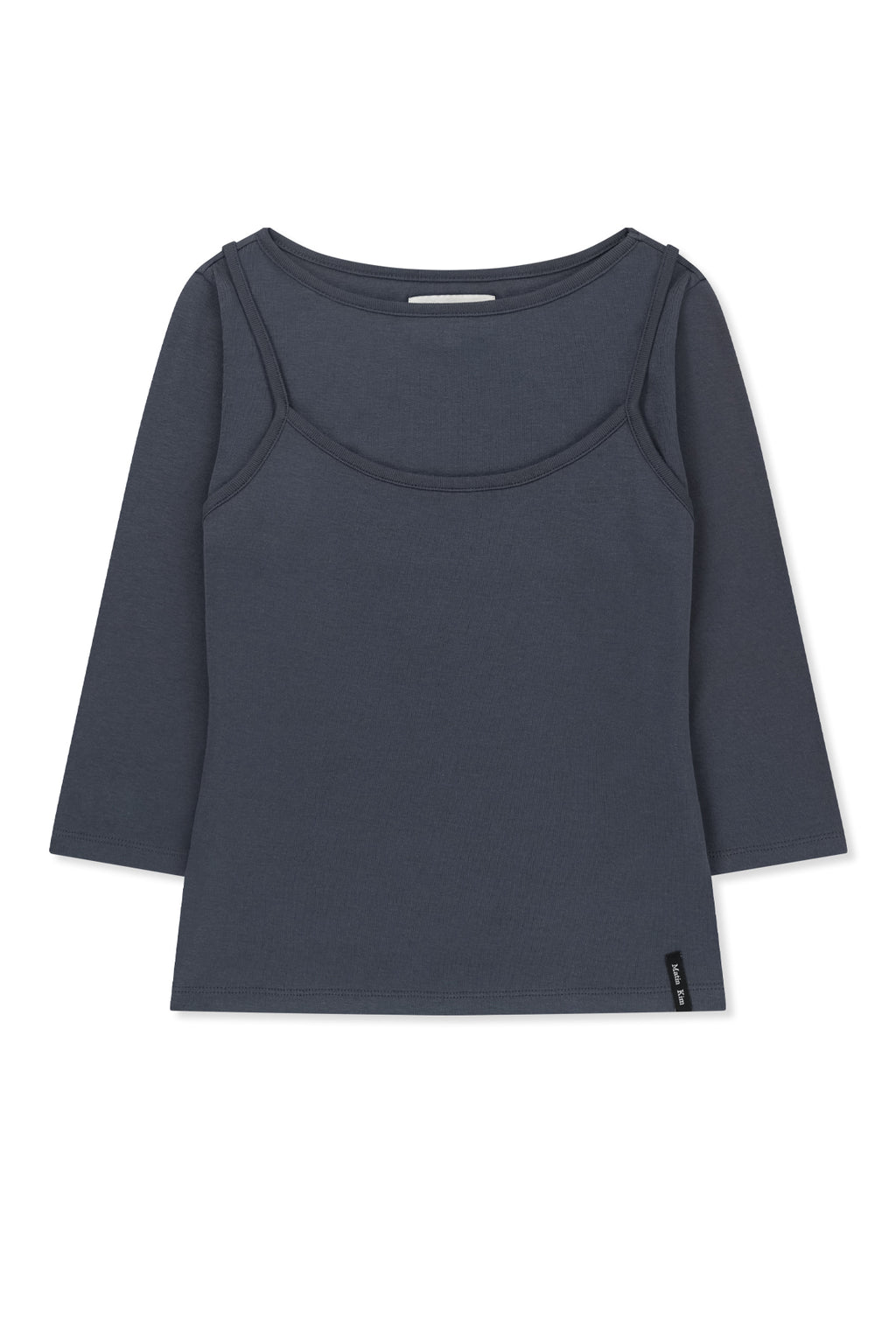 [matinkim] 3/4 Sleeve Top & Tank Layered Set IN Smoke Blue