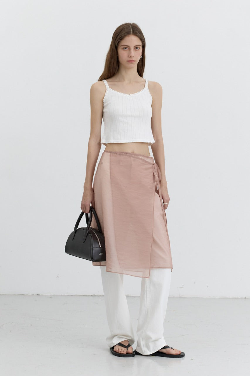 Dunst Organza Layering Long Skirt Salmon Beige