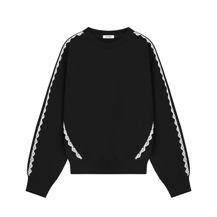 Vunque Lace Edge Sweatshirt Black
