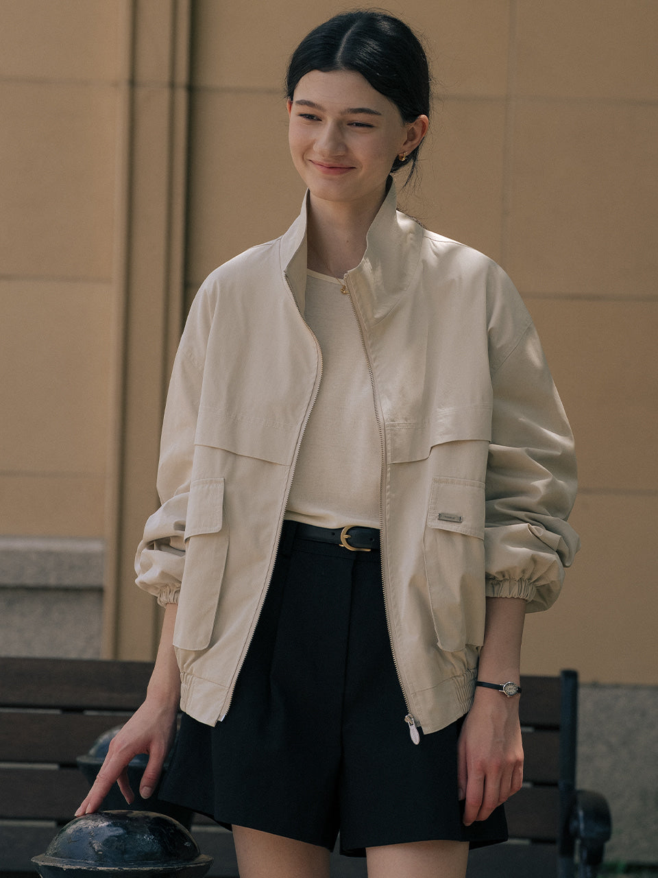 Tillidie Cotton pocket point jumper Beige