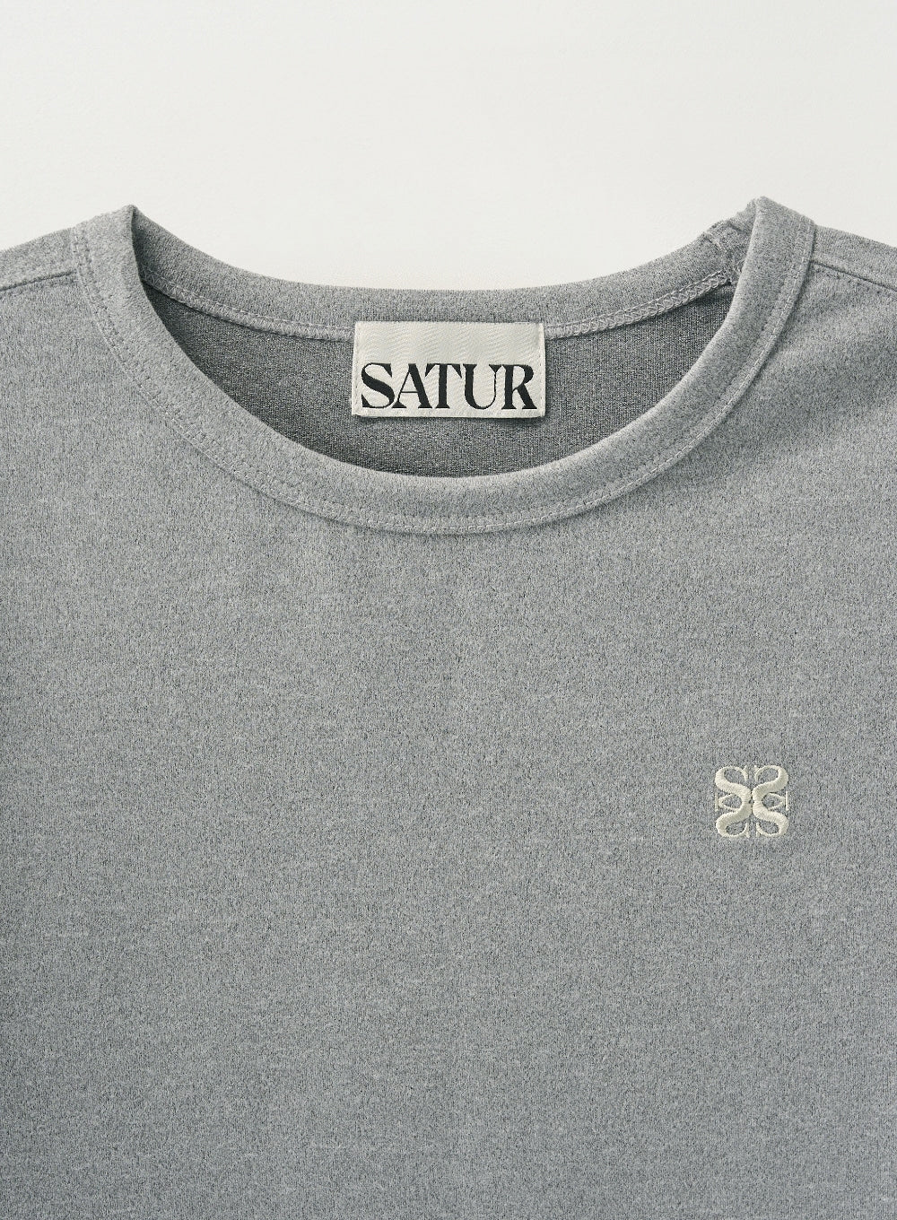 [satur] (W) Essential Basic Logo T-Shirt - Melange Gray