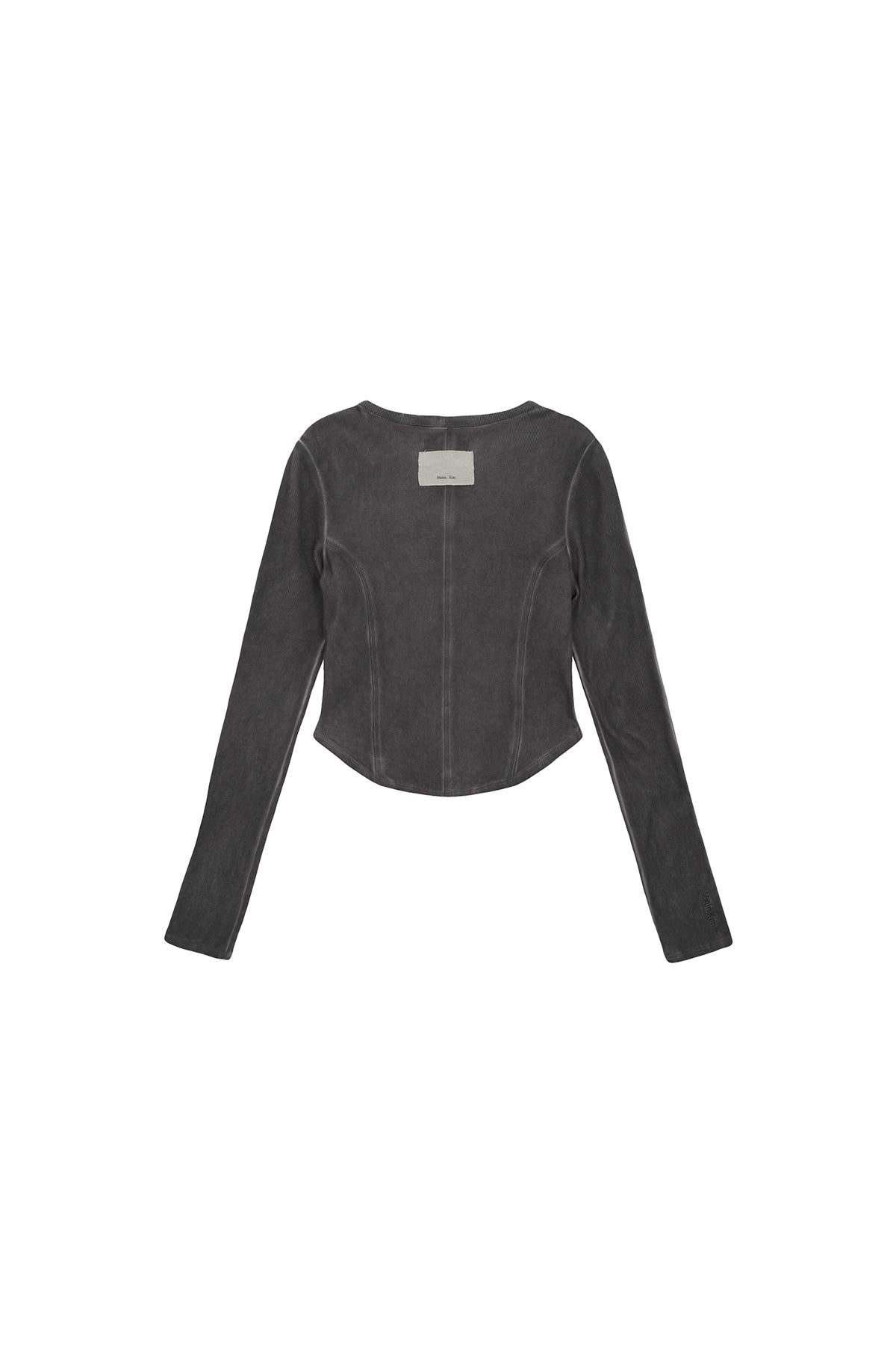 [matinkim] SLEEVE BINDING WASHED TOP IN CHARCOAL