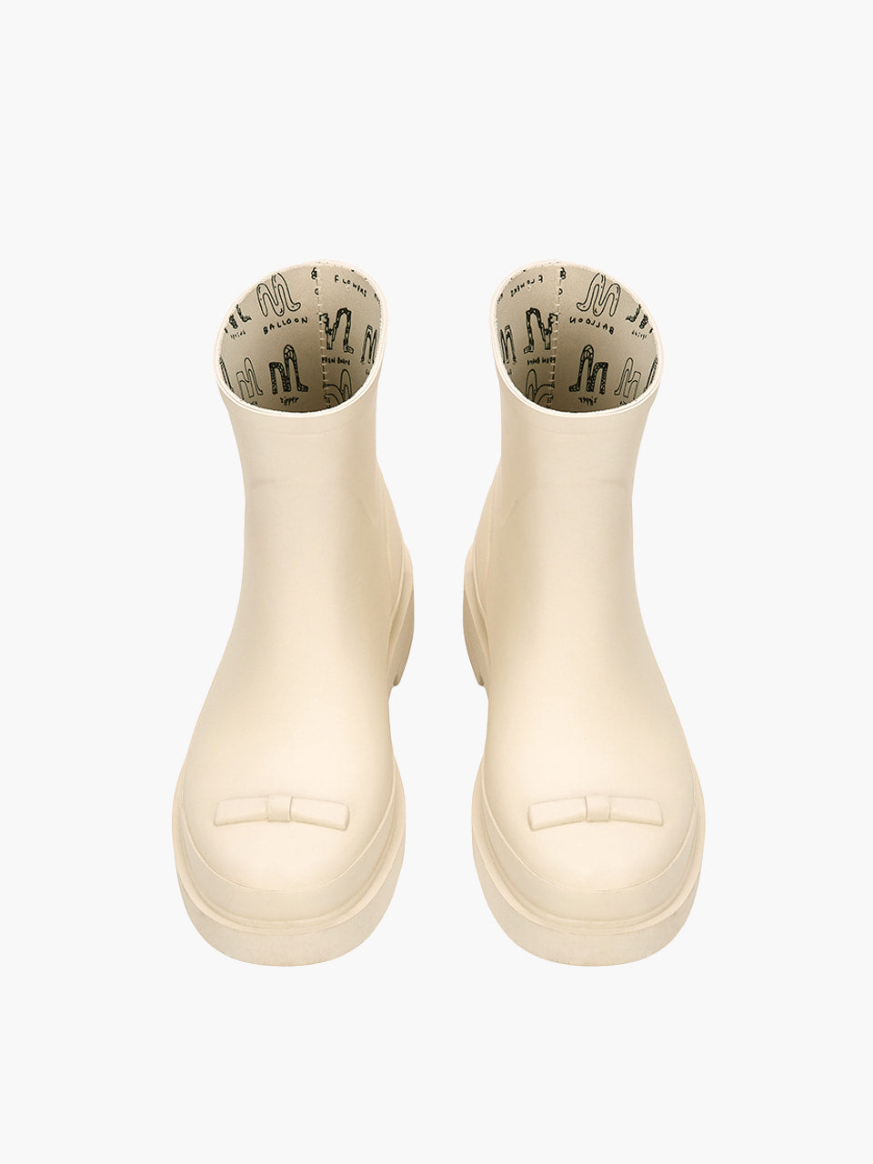 Margesherwood Ribbon Rubber Boots Short ivory