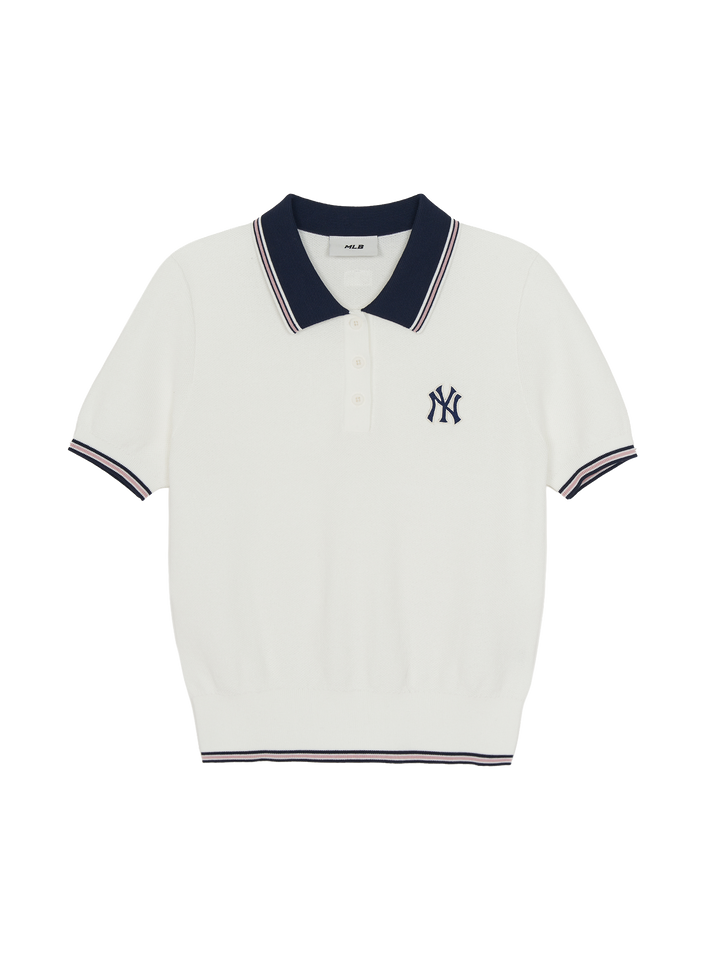 Mlb Women's Varsity Color Block Polo Short Sleeve Knit Pullover