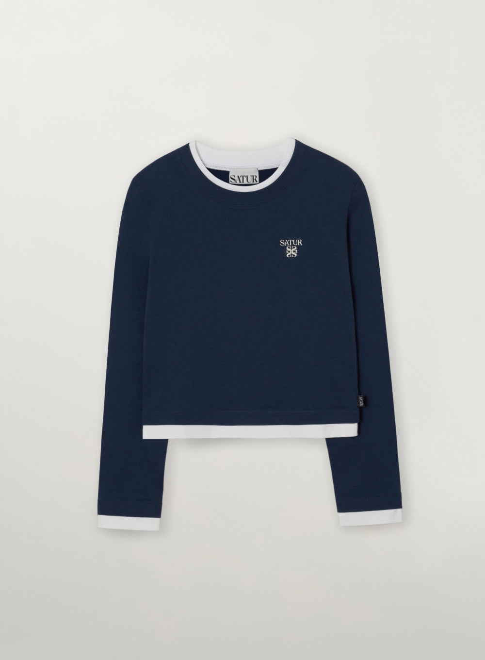 [satur] (W) Layered Long Sleeve - Navy