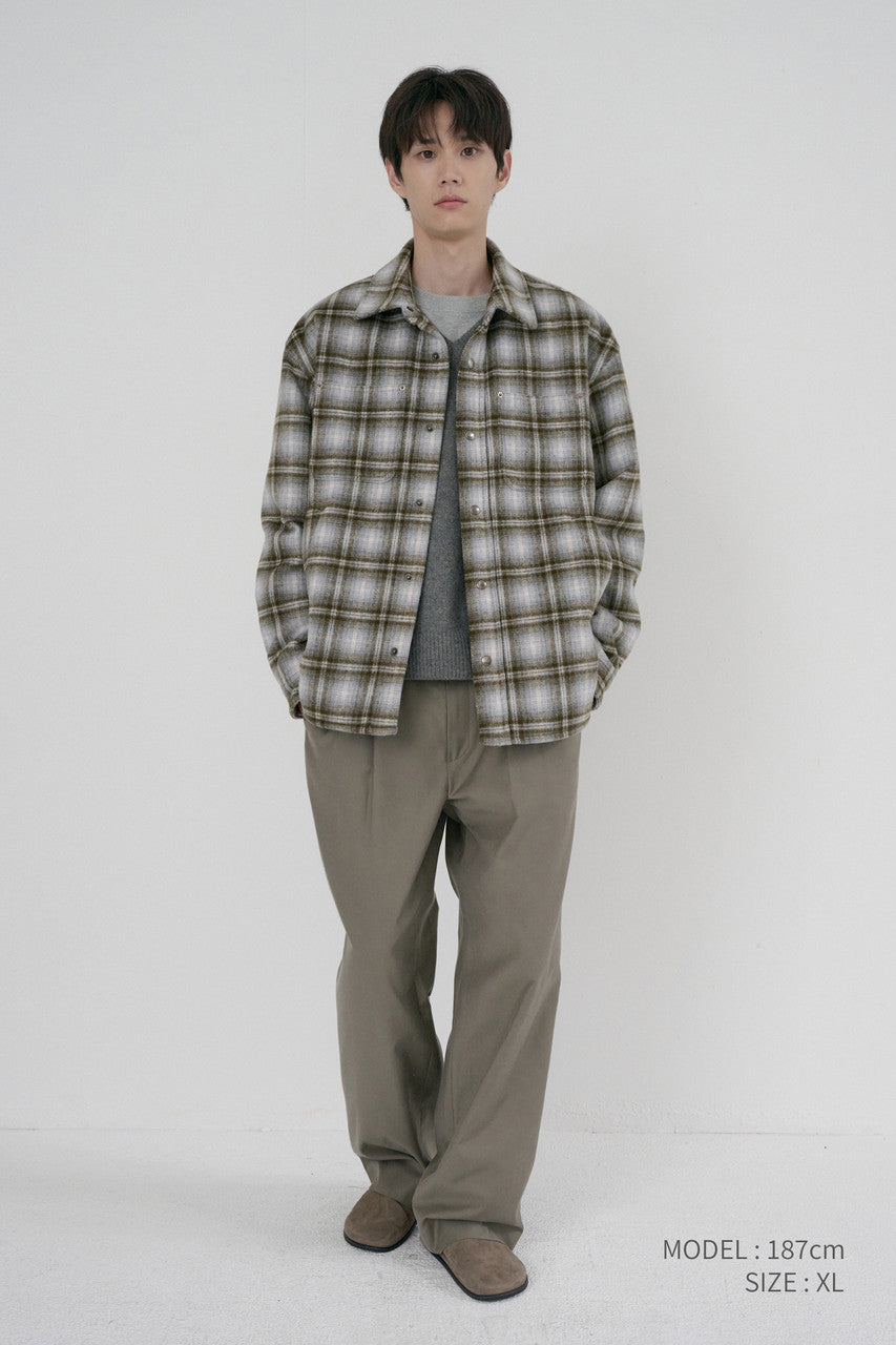 Dunst Unisex Quilted Flannel Shirt Khaki Check