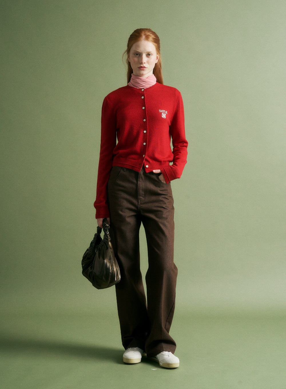 [satur] (W) Midrise Semi Wide Denim Pants - Brown