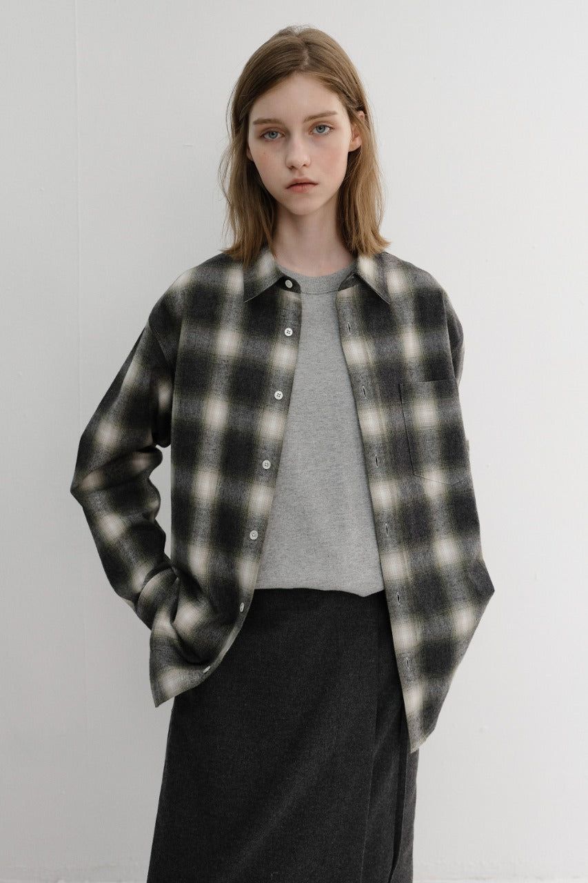 Dunst Unisex Winter Flannel Checked Shirt Olive Green