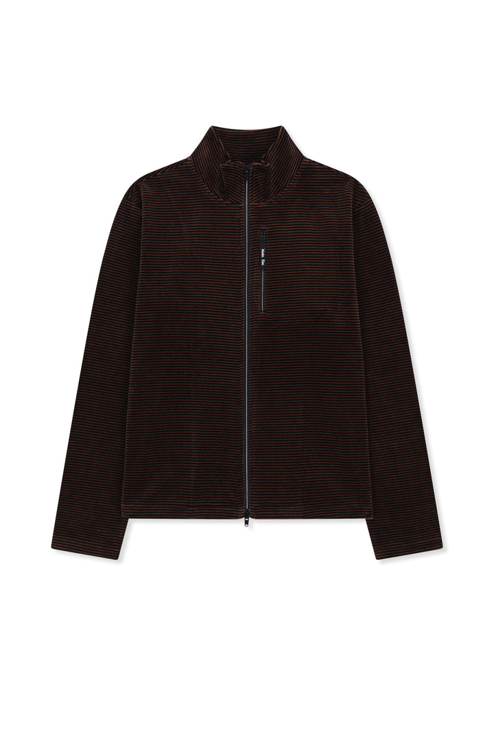 Matinkim Striped Velour Zip Up In Brown
