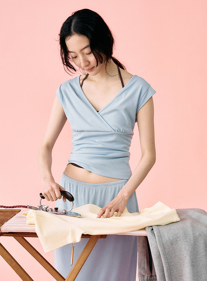 Mango Maniplease York Wrap Tee Light Blue