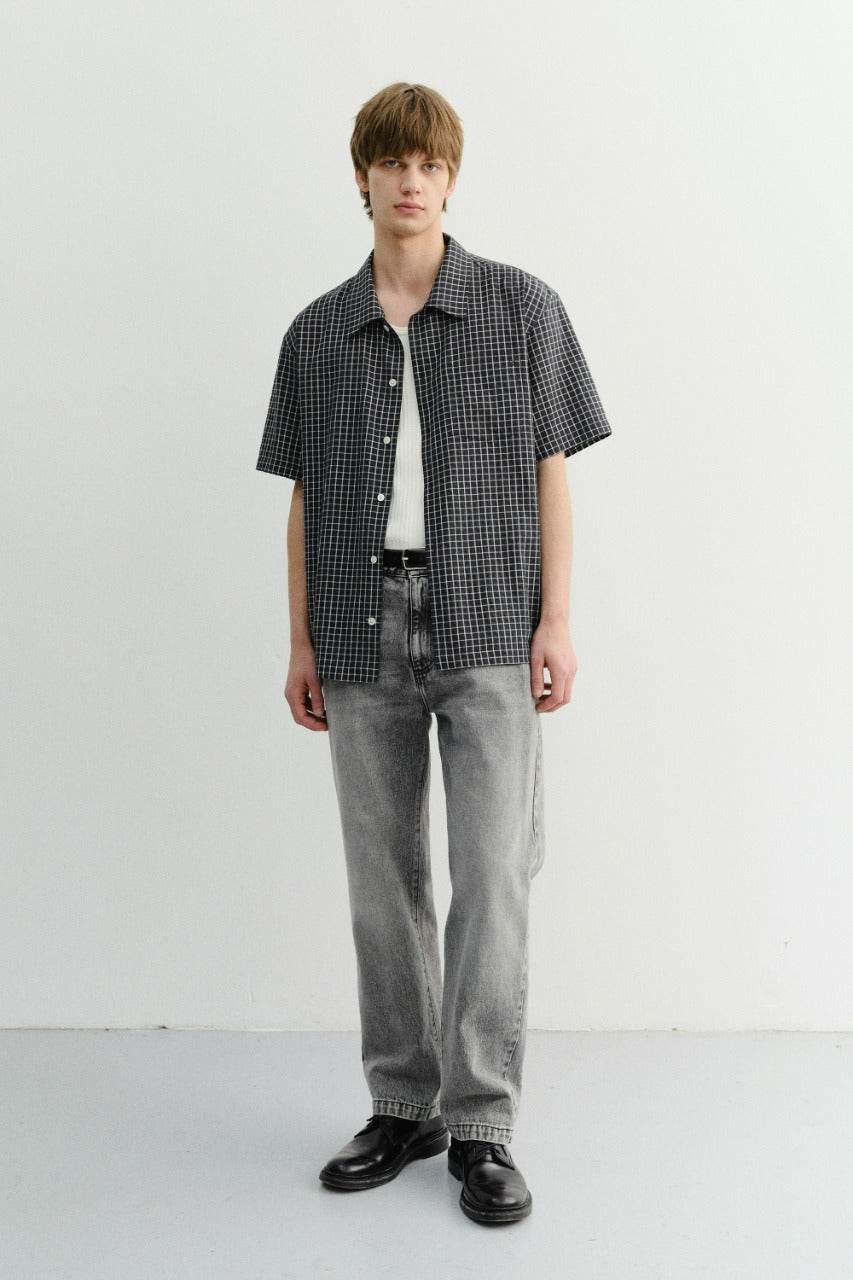 Dunst Unisex Checked Pajama Shirt Black Check
