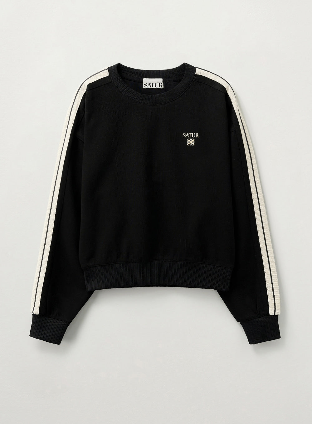[satur] (W) Lawton Crop Sweatshirt - Black