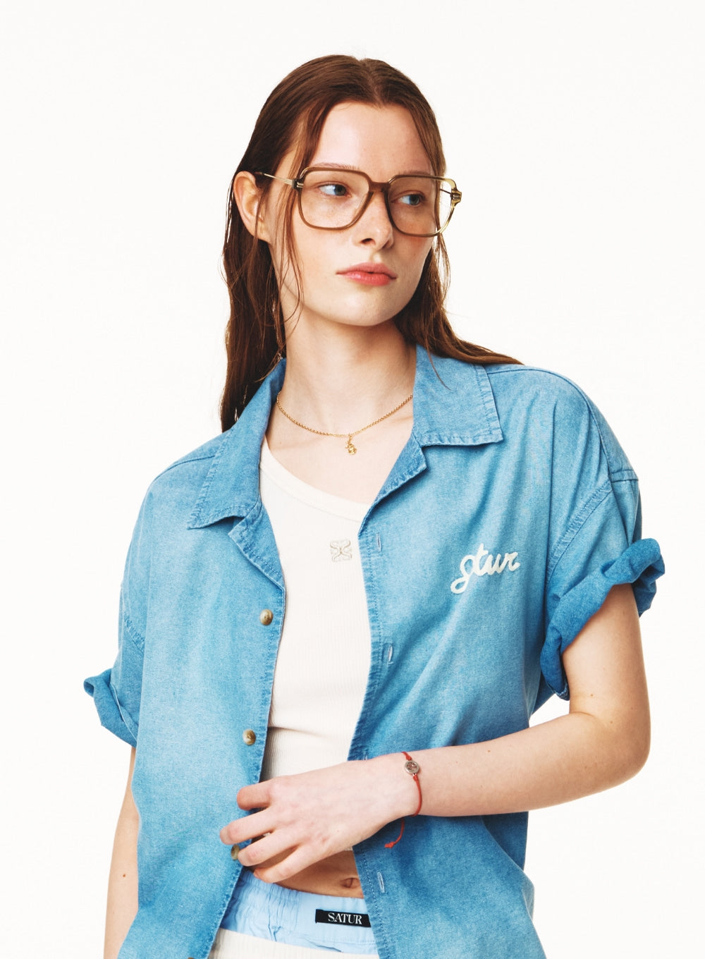 [satur] (W) Unbalance Neck Line Layered Sleeveless Top - Cream