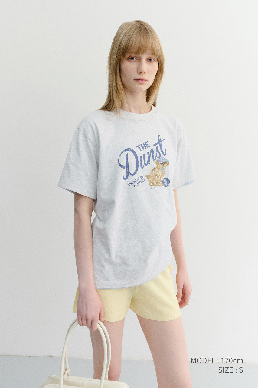 Dunst Unisex Drawing Puppy T-Shirt Light Melange Grey
