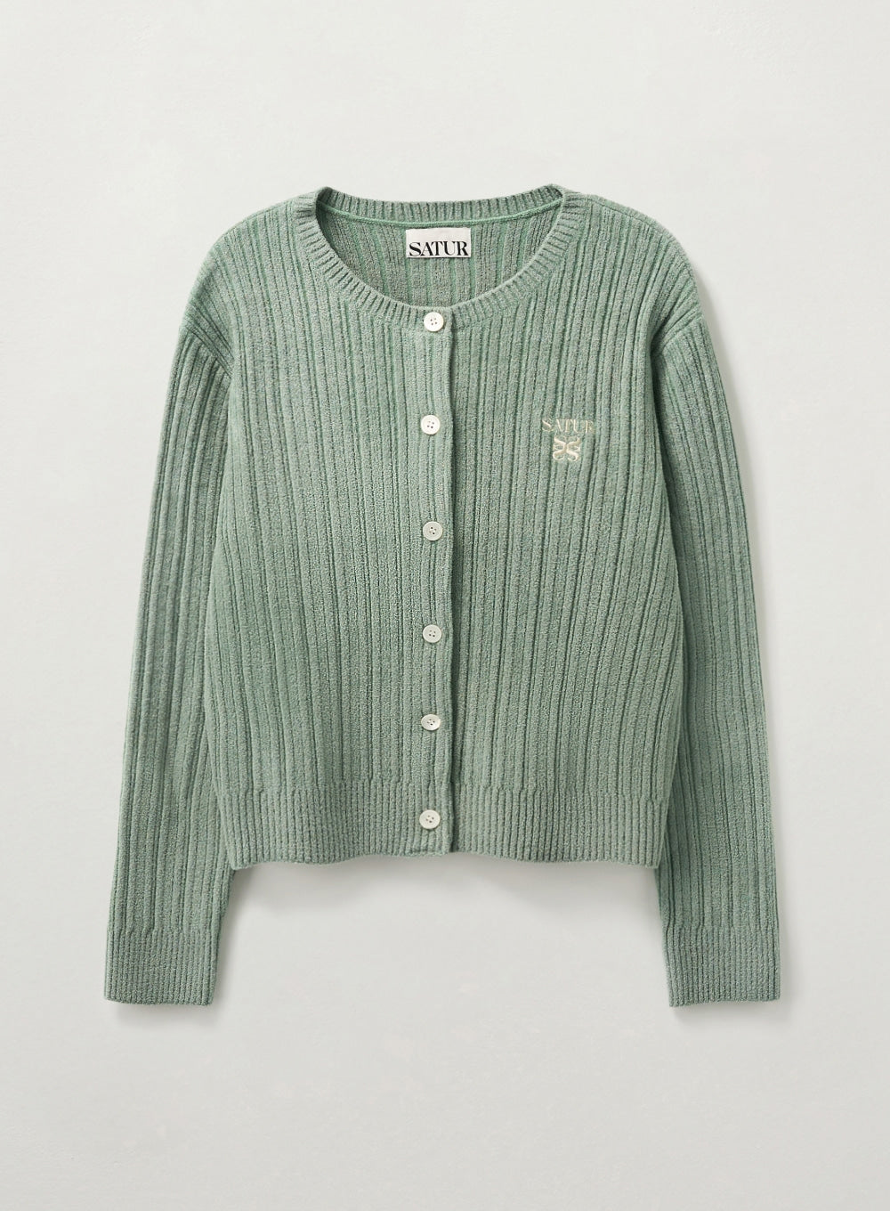 Satur (W) Fleece Crew Neck Cardigan - Mint