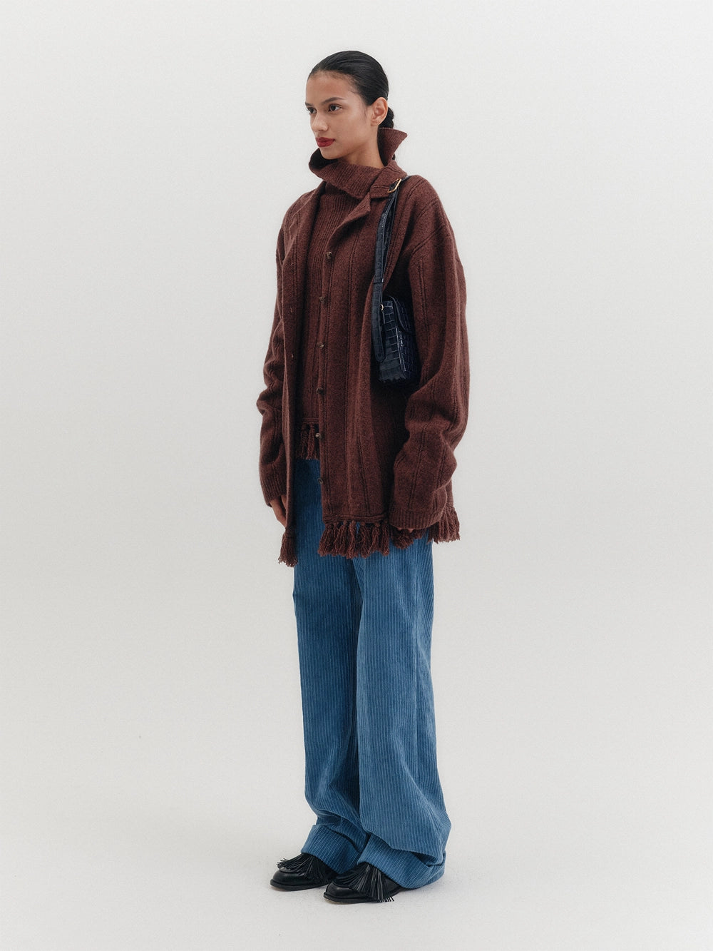EENK Fringe Knitwear Cardigan - Melange Brown