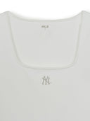 MLB Korea Women's Basic Lace Square Neck Slim Semi Crop T-shirts