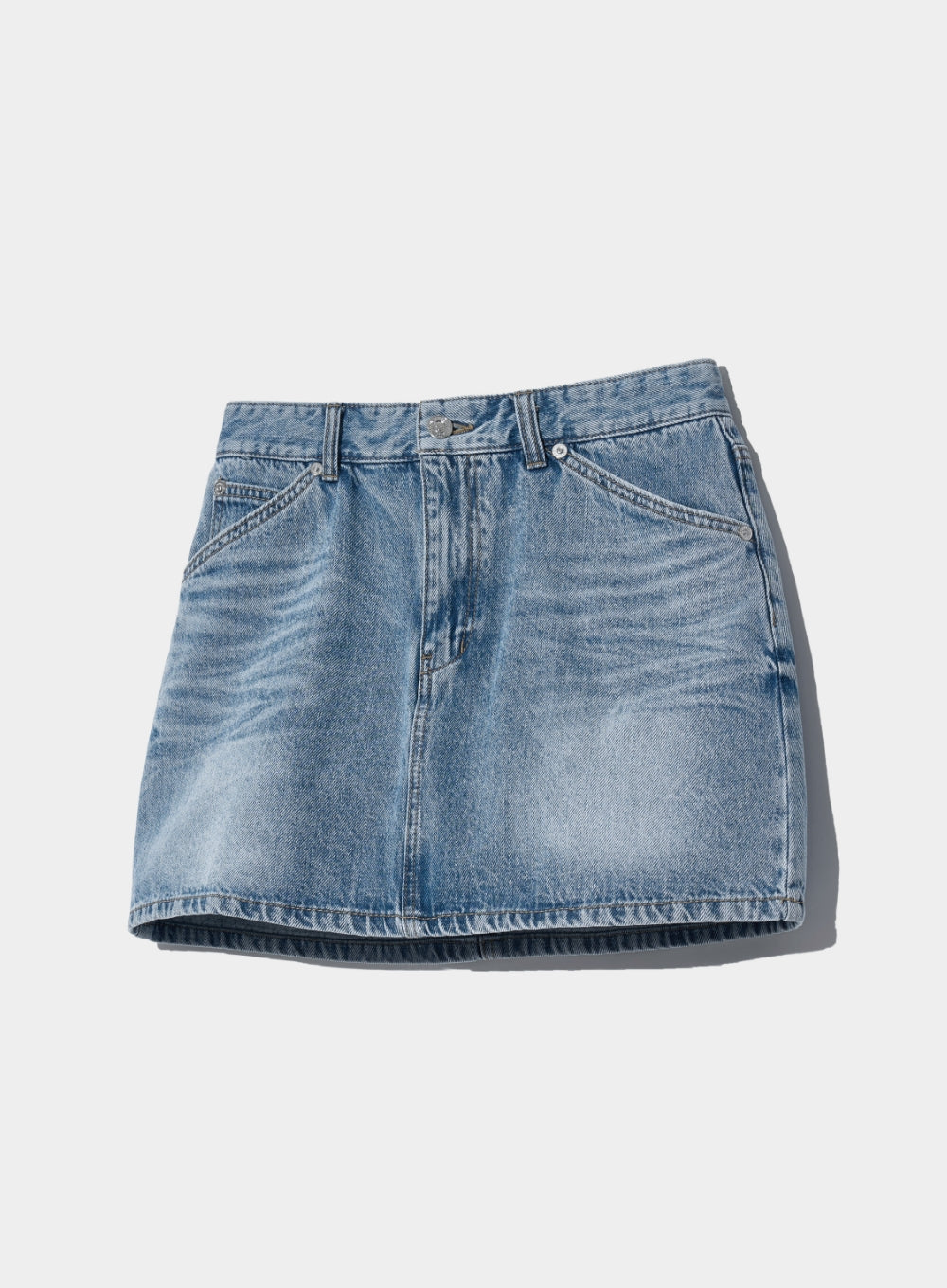 [satur] (W) Lowrise Denim Mini Skirt - Light Blue