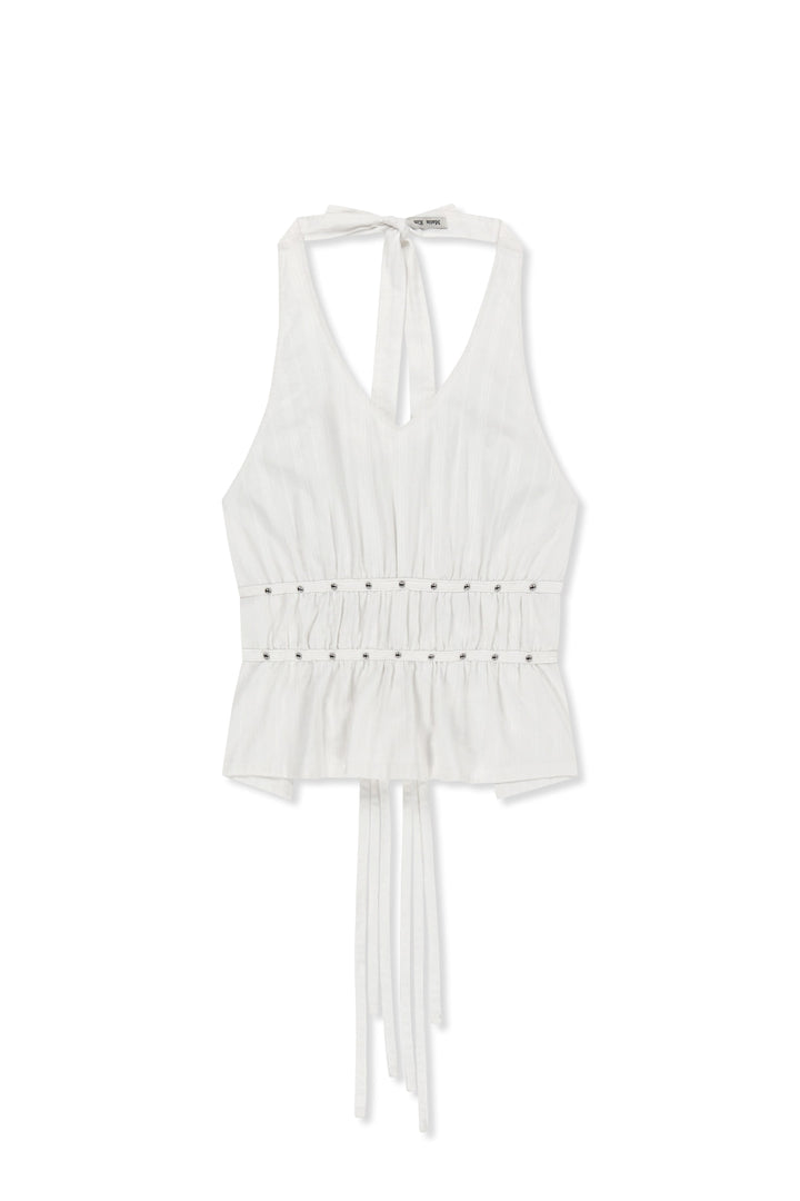 Matinkim Halter Neck Shirring Blouse IN White