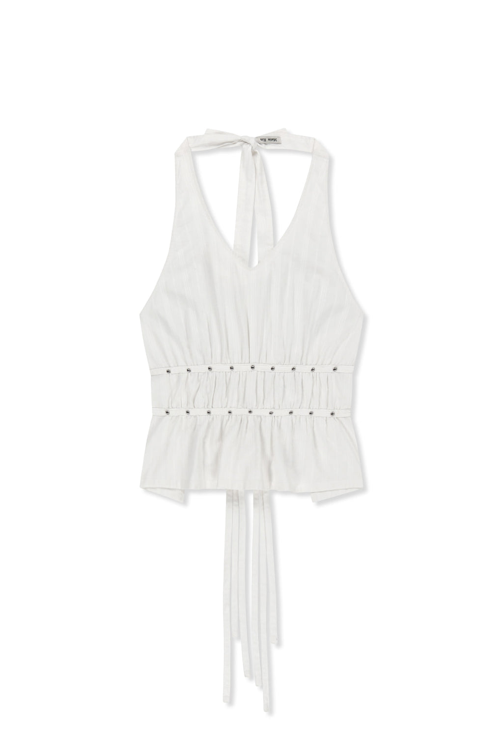 [matinkim] Halter Neck Shirring Blouse IN White