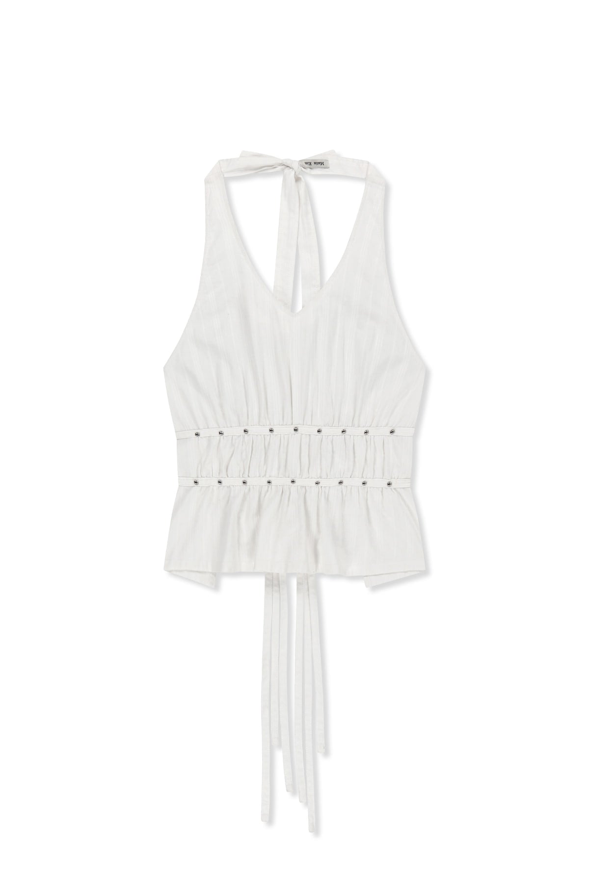 [matinkim] Halter Neck Shirring Blouse IN White