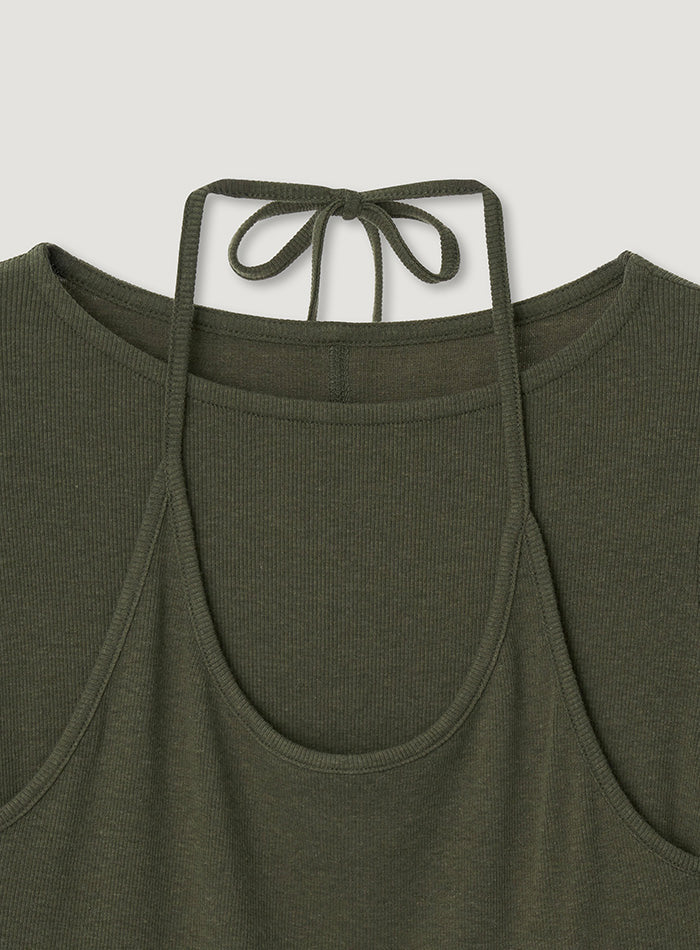 Mango Maniplease Yaro Halter Tee Khaki