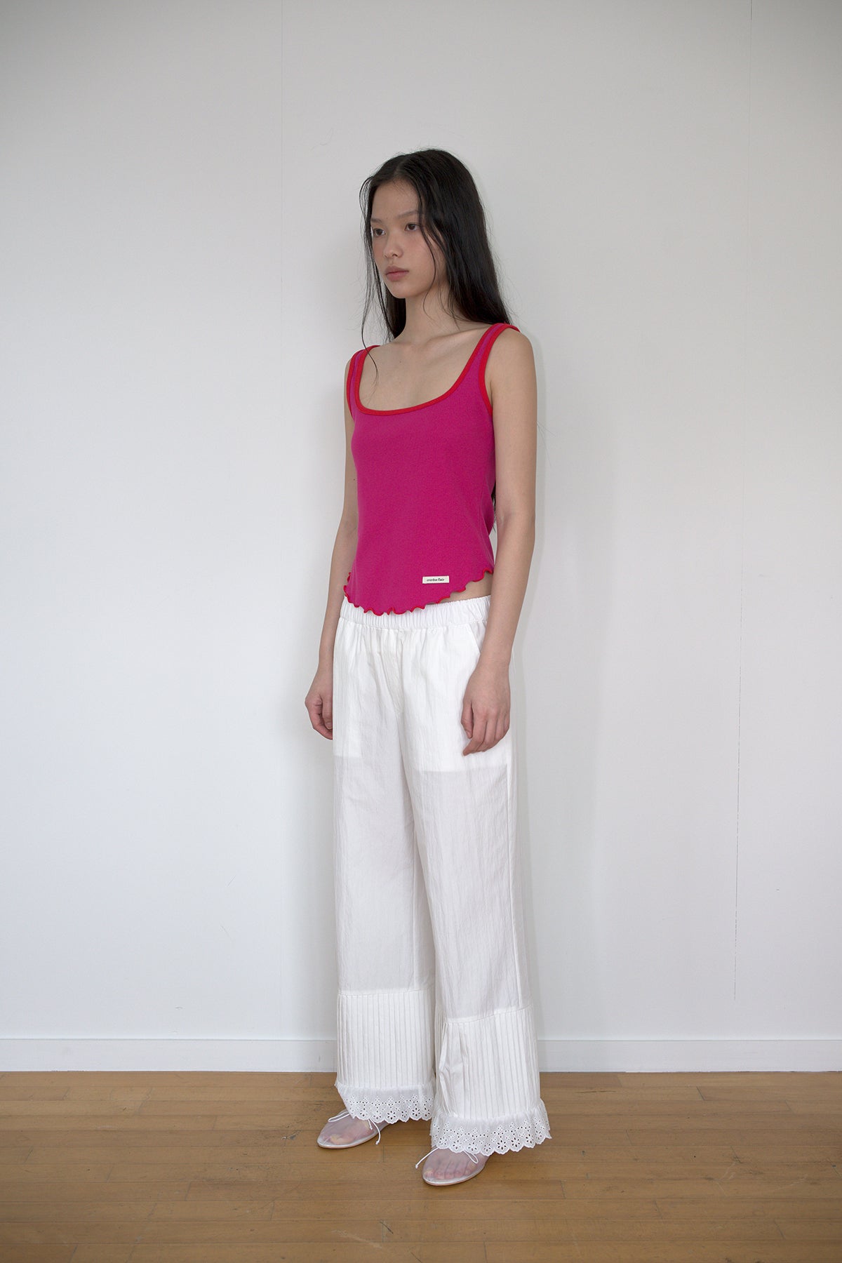 Overdueflair Ribbed Square Neck Sleeveless Magenta