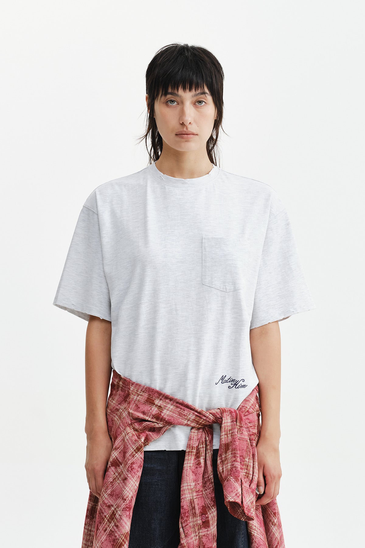 Matinkim Calligraphy Back Logo Pocket Top IN Light Grey