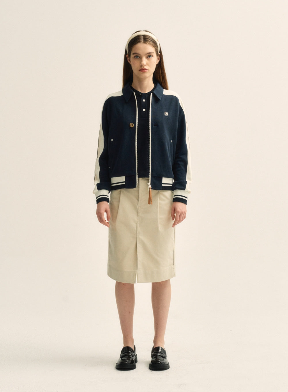 [satur] (W) Lawton Collar Track Zip-Up Jacket - Classic Navy