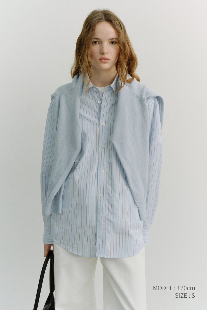 Dunst Unisex Oversized Striped Shirt Sky Blue Stripe