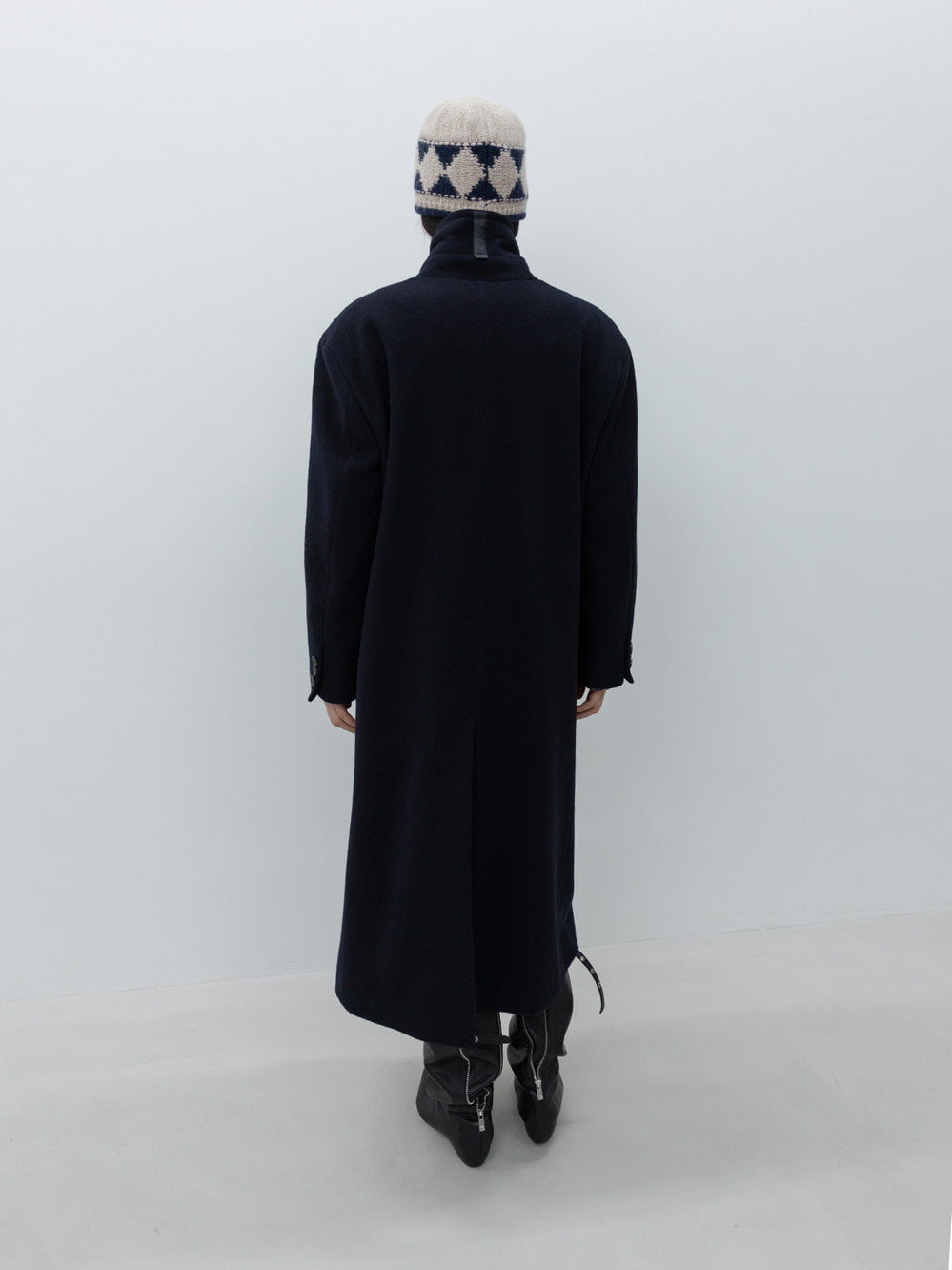 Low Classic Wool Shawl Collar Coat Navy