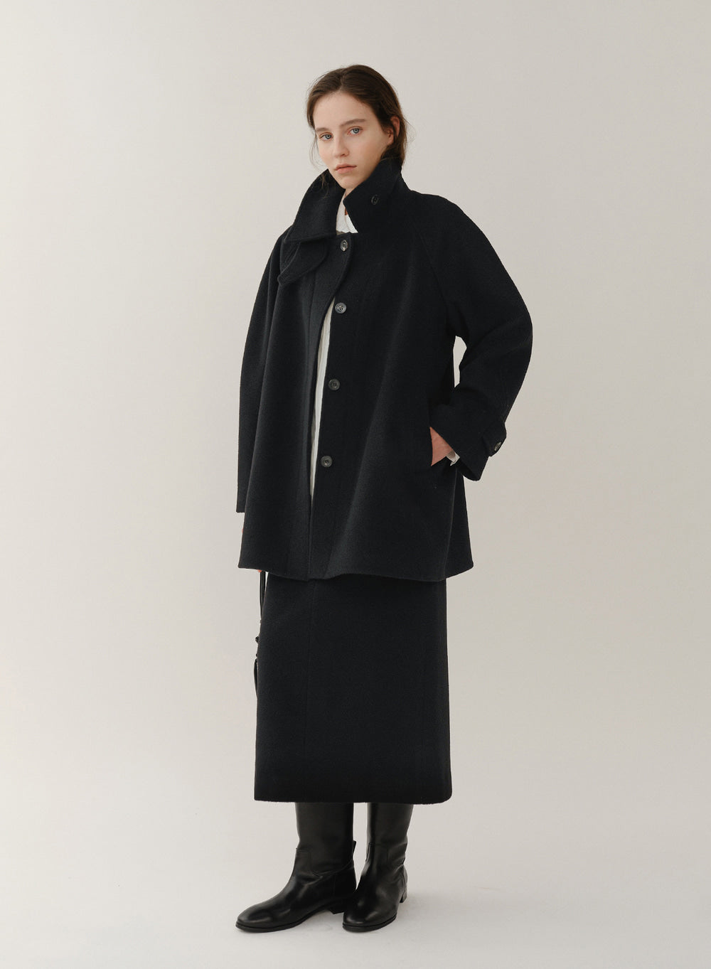 Kindersalmon Cassia Half Coat Black
