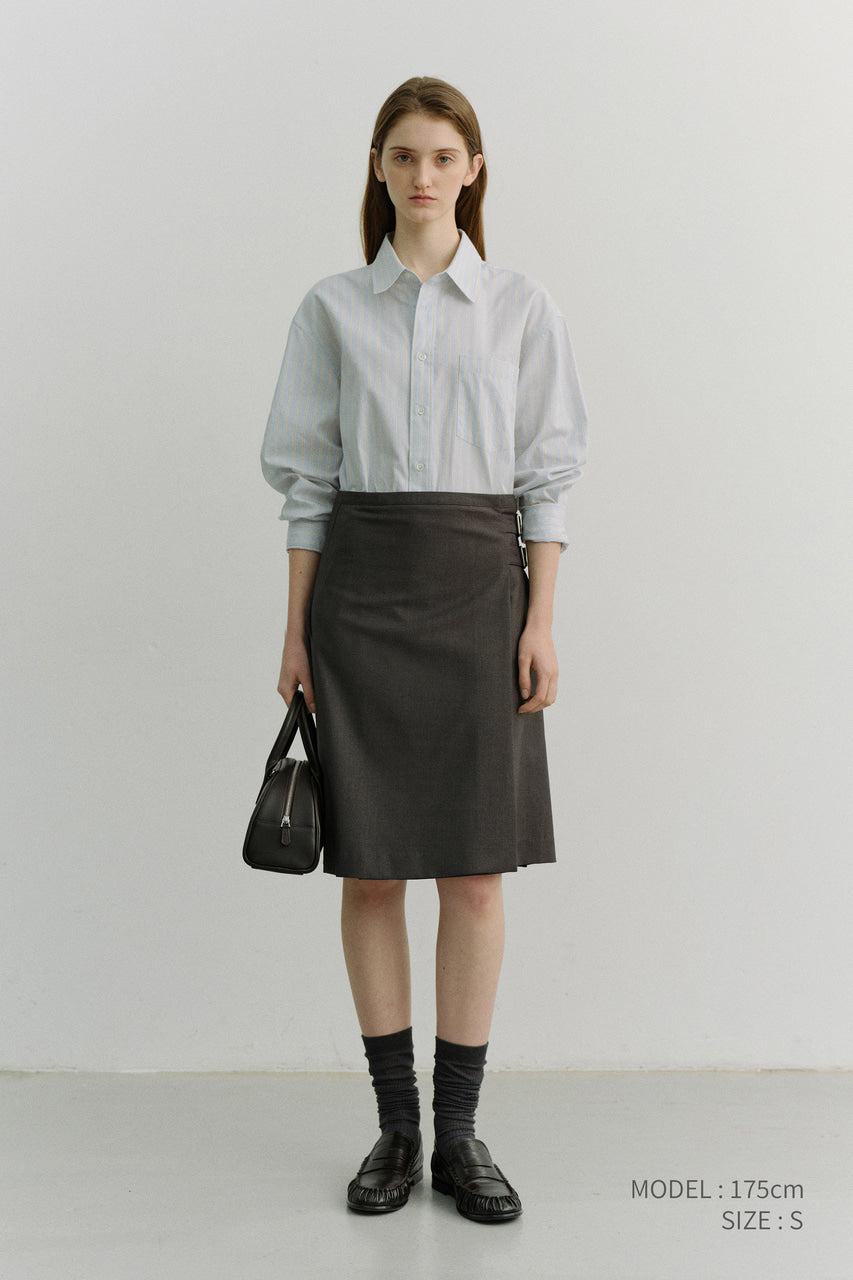 Dunst Unisex Oversized Striped Shirt Misty Blue Stripe