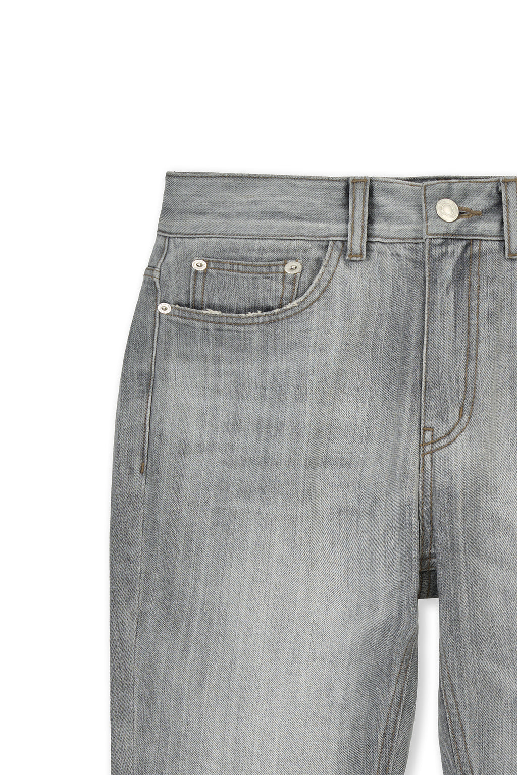 [matinkim] Washed Point Boots Cut Denim Pants IN Grey