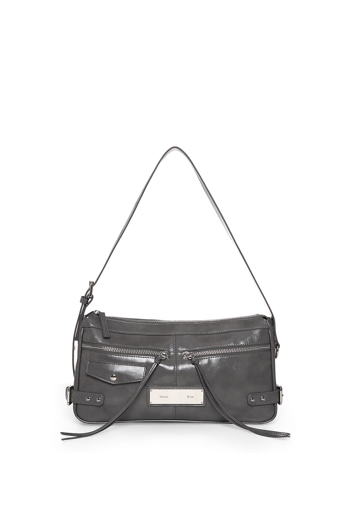 Matinkim Side Buckle Biker Shoulder Bag IN Charcoal