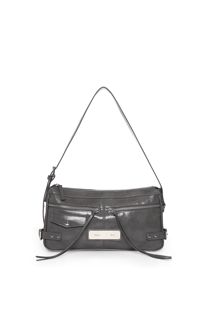 Matinkim Side Buckle Biker Shoulder Bag IN Charcoal