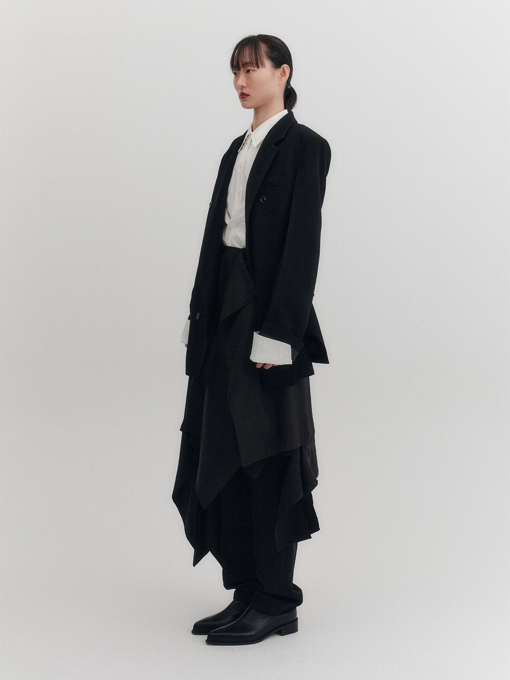 EENK Transformable Double-Breasted Blazer - Black
