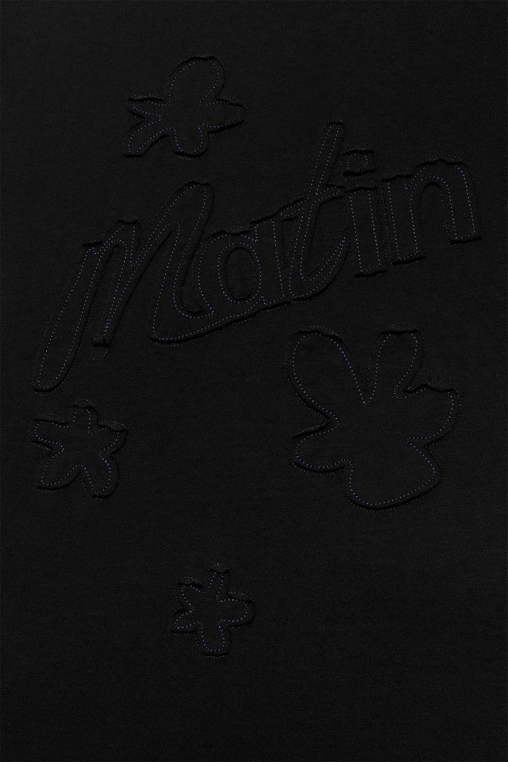 [matinkim] FLOWER APPLIQUE LOGO TOP IN BLACK