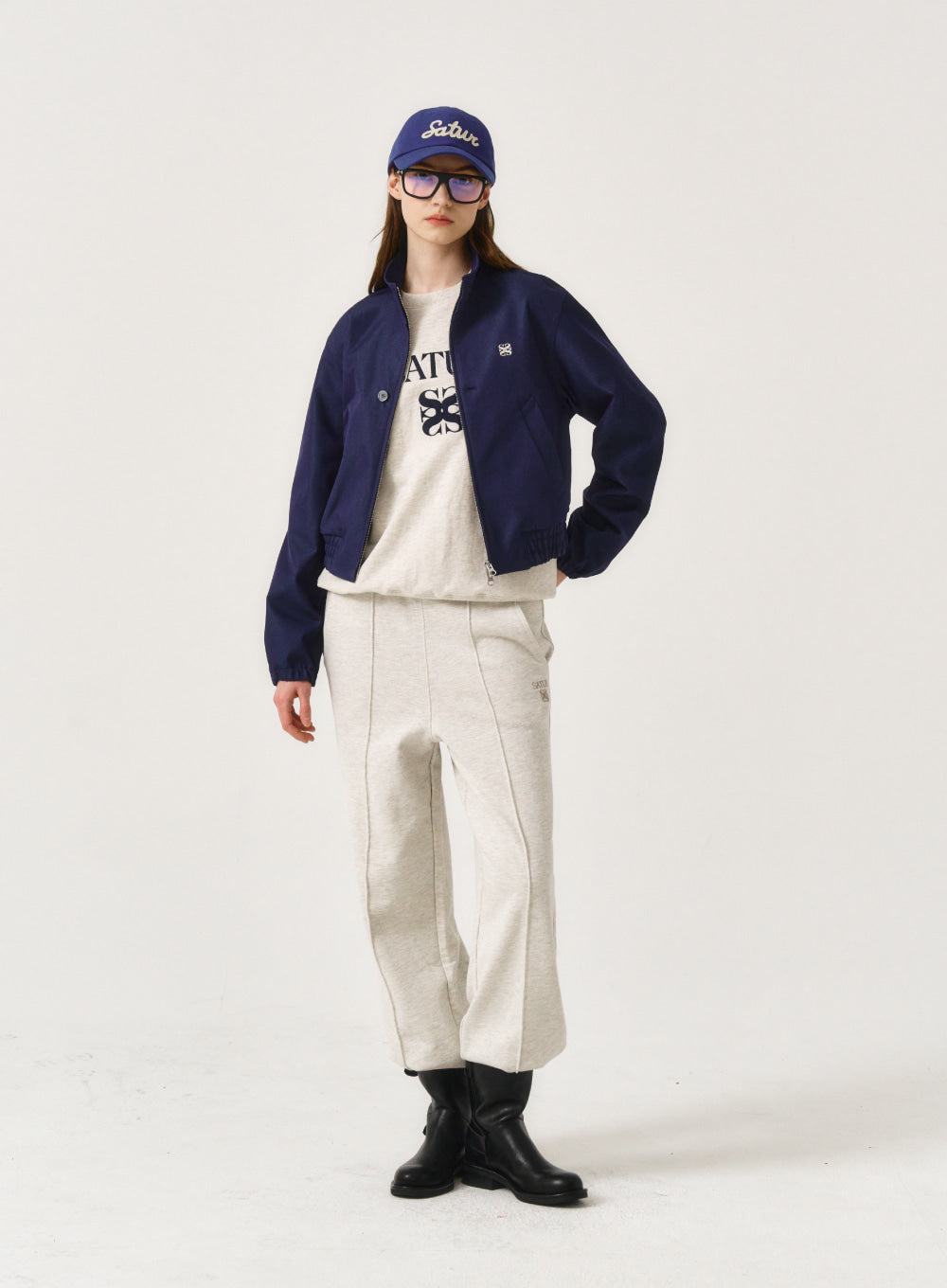 [satur] (W) Lecce Two Tone Zip Up Jacket - Glitter Retro Blue